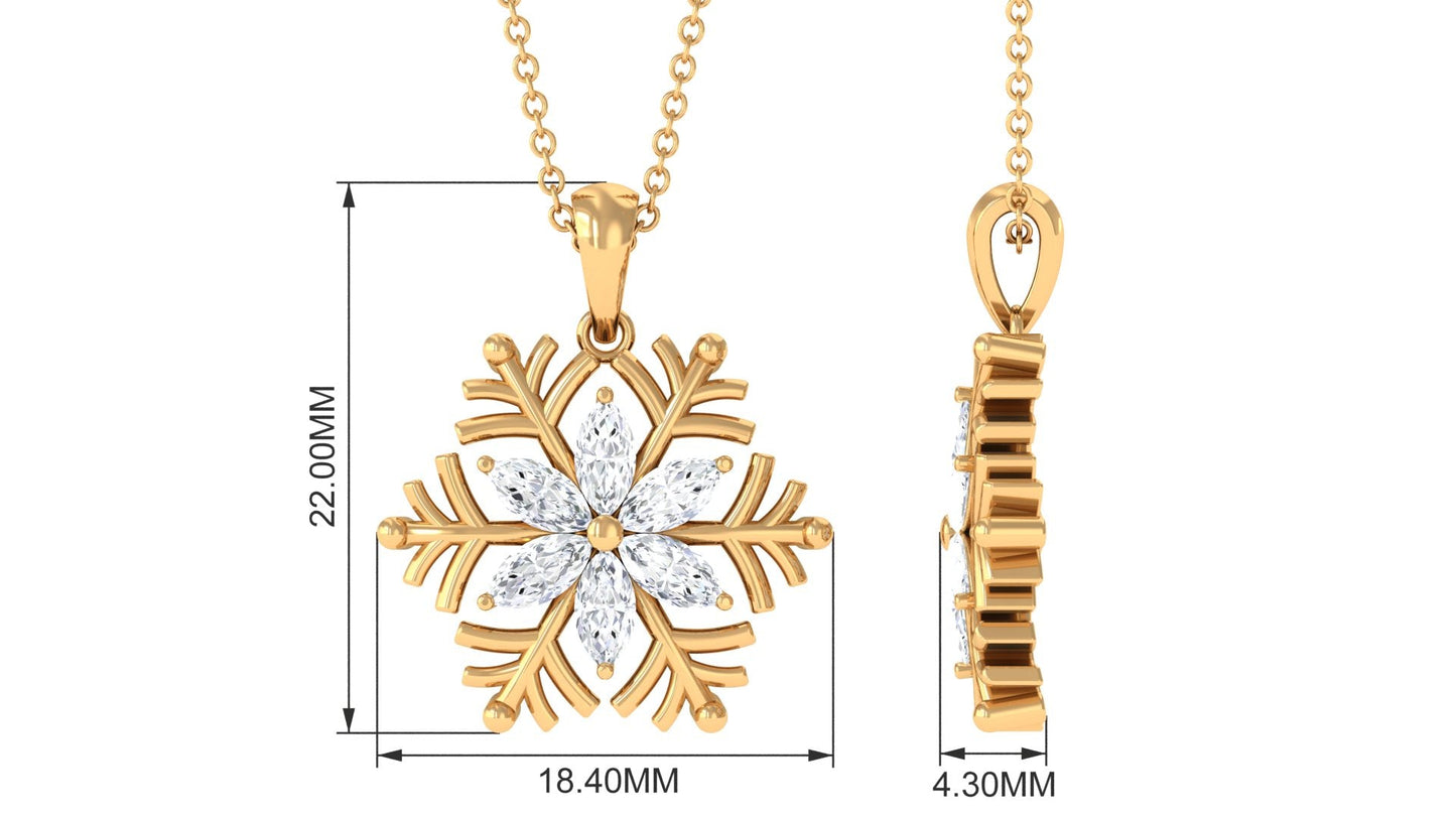 Collar de moissanita certificado con diseño de copo de nieve para mujer