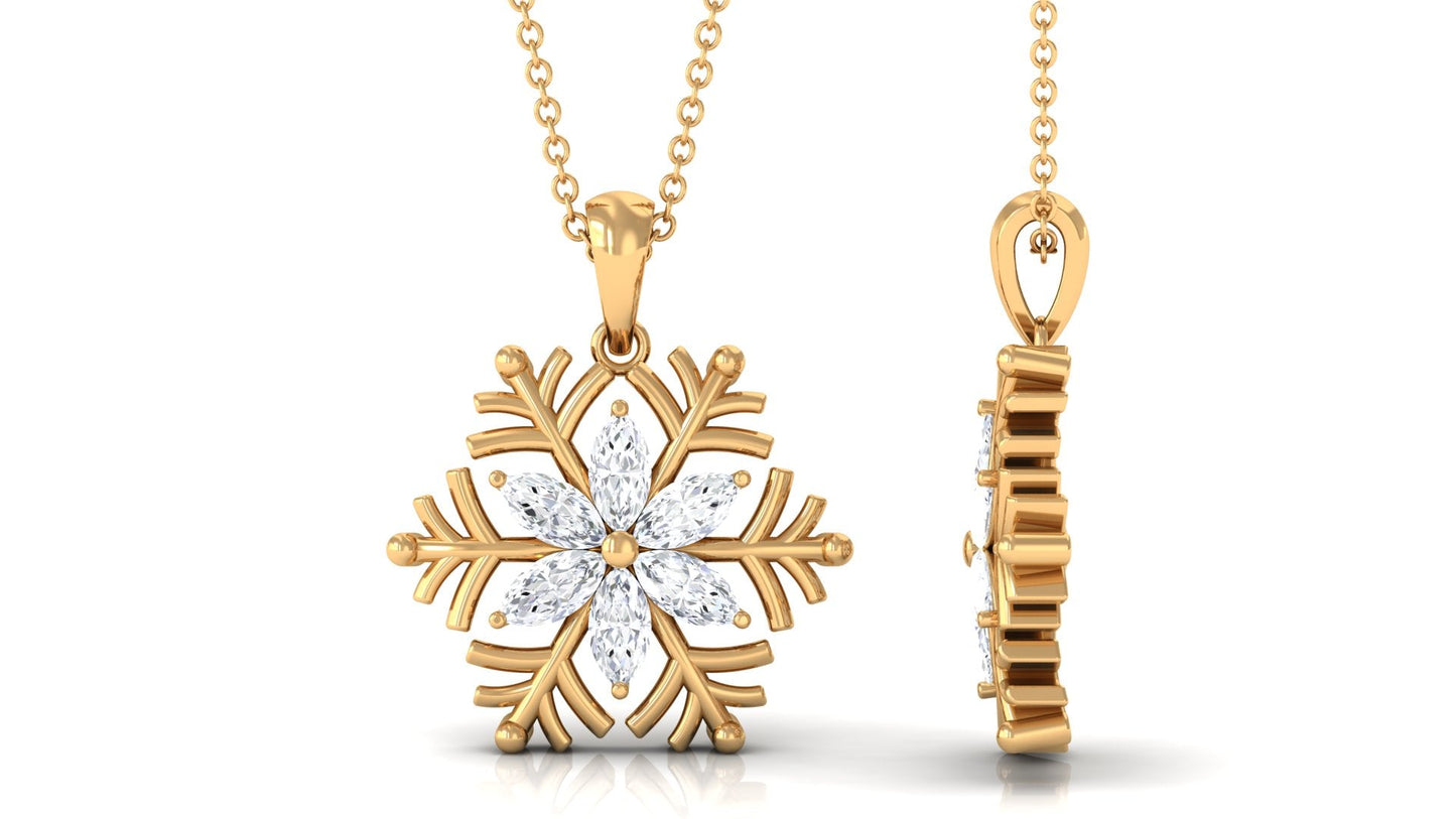 Collar de moissanita certificado con diseño de copo de nieve para mujer