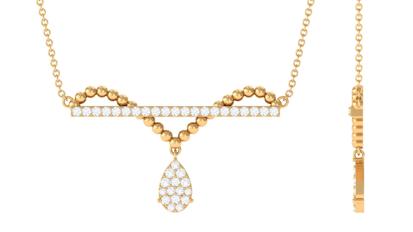 Collar con colgante de barra de moissanita de diseño en engaste pavé