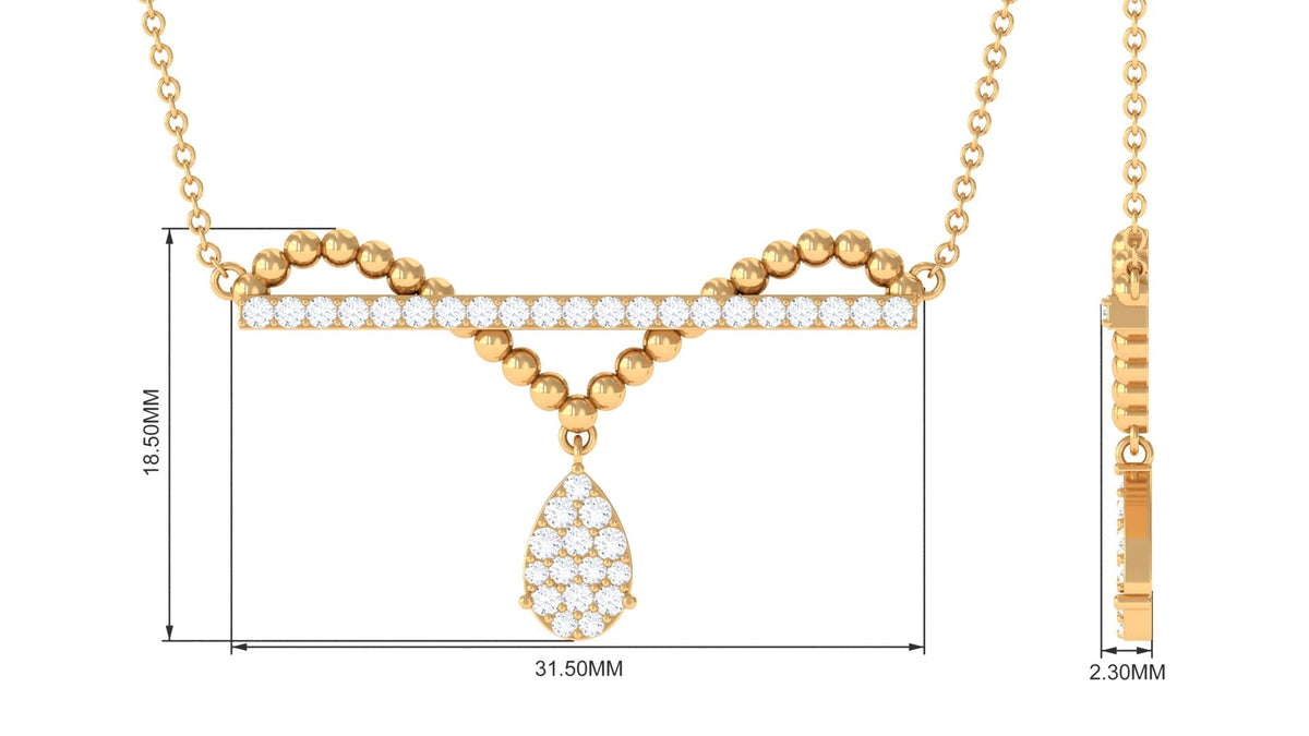 Collar con colgante de barra de moissanita de diseño en engaste pavé