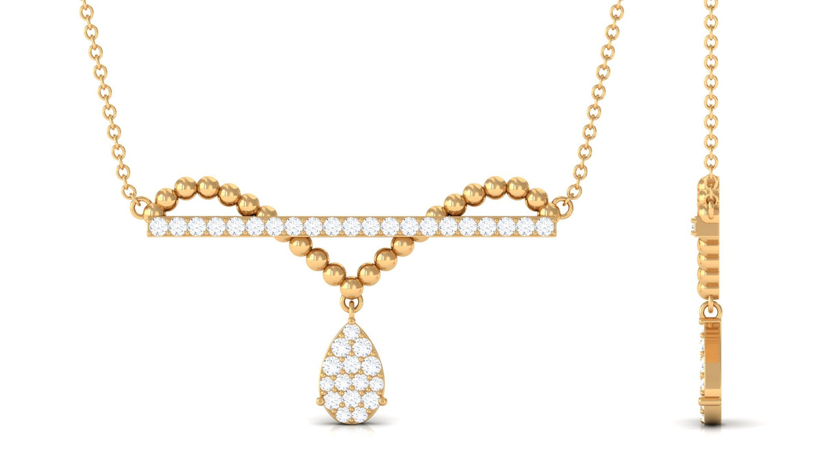 Collar con colgante de barra de moissanita de diseño en engaste pavé