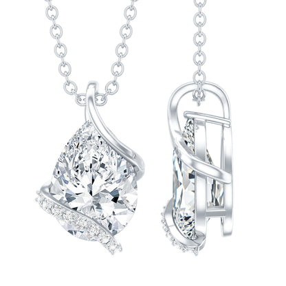 2.2 Carat Certified Moissanite Designer Teardrop Pendant