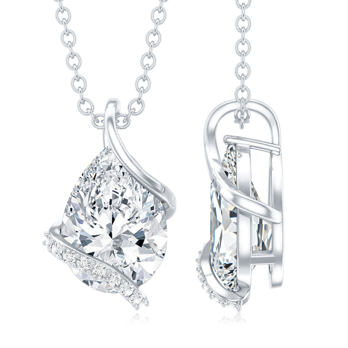 2.2 Carat Certified Moissanite Designer Teardrop Pendant