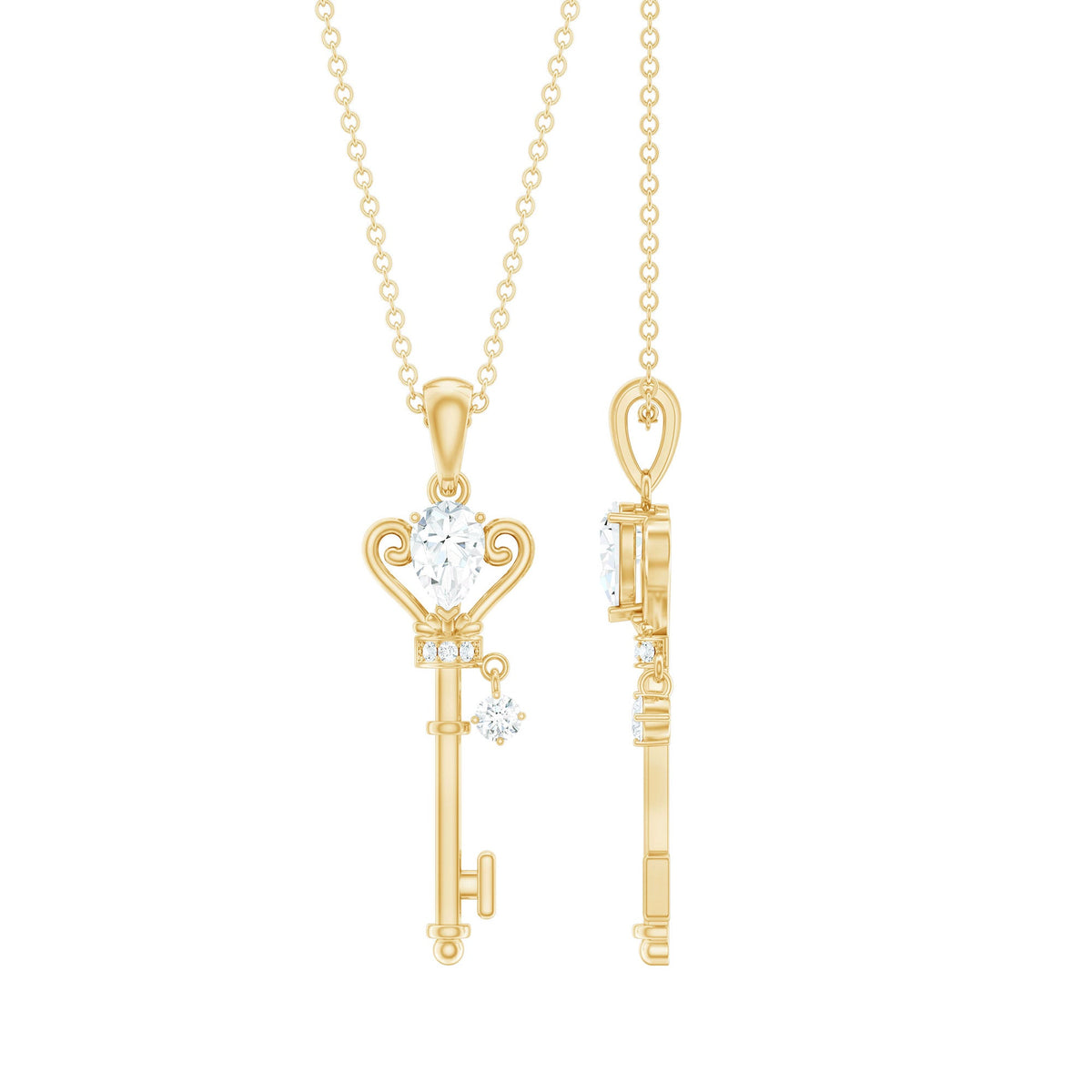 Vintage Moissanite Key Pendant for Women