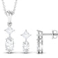 Certified Moissanite Two Stone Jewelry Set in Prong Setting