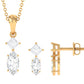 Certified Moissanite Two Stone Jewelry Set in Prong Setting