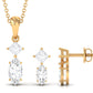 Certified Moissanite Two Stone Jewelry Set in Prong Setting