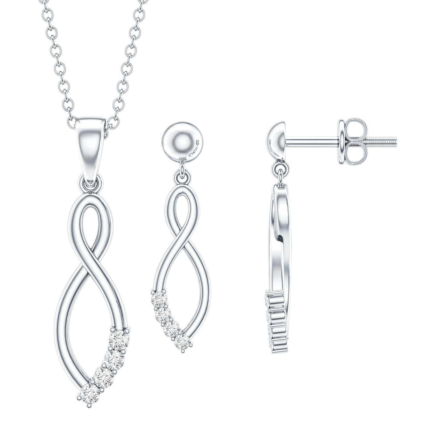 Certified Moissanite Infinity Necklace and Earrings Set