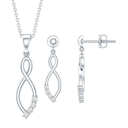 Certified Moissanite Infinity Necklace and Earrings Set