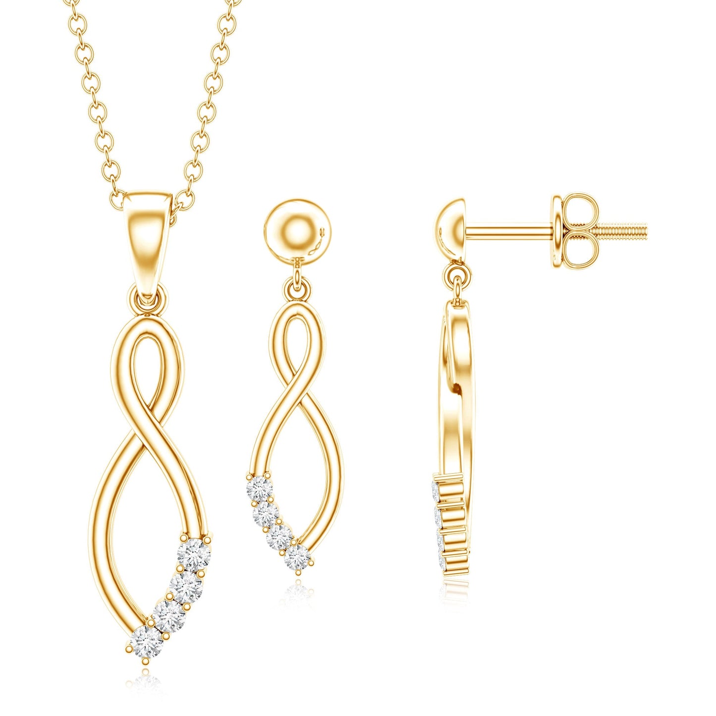 Certified Moissanite Infinity Necklace and Earrings Set