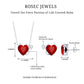 Lab Grown Ruby Heart Necklace And Earrings Set With Diamond