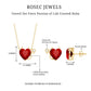 Lab Grown Ruby Heart Necklace And Earrings Set With Diamond