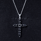 Natural Black Onyx Cross Pendant Necklace for Women