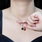 Collar con colgante de hoja de ónix negro y diamante, con ónix en forma de pera