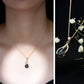 Collar con colgante de hoja de ónix negro y diamante, con ónix en forma de pera