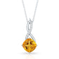 Natural 2.23 Carat Cushion Cut Citrine Infinity Pendant Necklace with Diamond