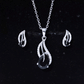 Pear Shaped Black Onyx Necklace and Earrings Set with Moissanite