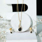 Pear Shaped Black Onyx Necklace and Earrings Set with Moissanite