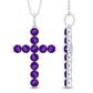 Natural Amethyst Cross Pendant Necklace with Chain