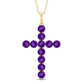 Natural Amethyst Cross Pendant Necklace with Chain