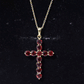 Genuine Garnet Cross Pendant Necklace