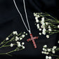 Genuine Garnet Cross Pendant Necklace