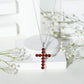 Genuine Garnet Cross Pendant Necklace