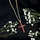 Genuine Garnet Cross Pendant Necklace