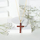 Genuine Garnet Cross Pendant Necklace