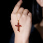 Genuine Garnet Cross Pendant Necklace