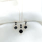 Genuine Black Onyx Three Stone Necklace With Earrings