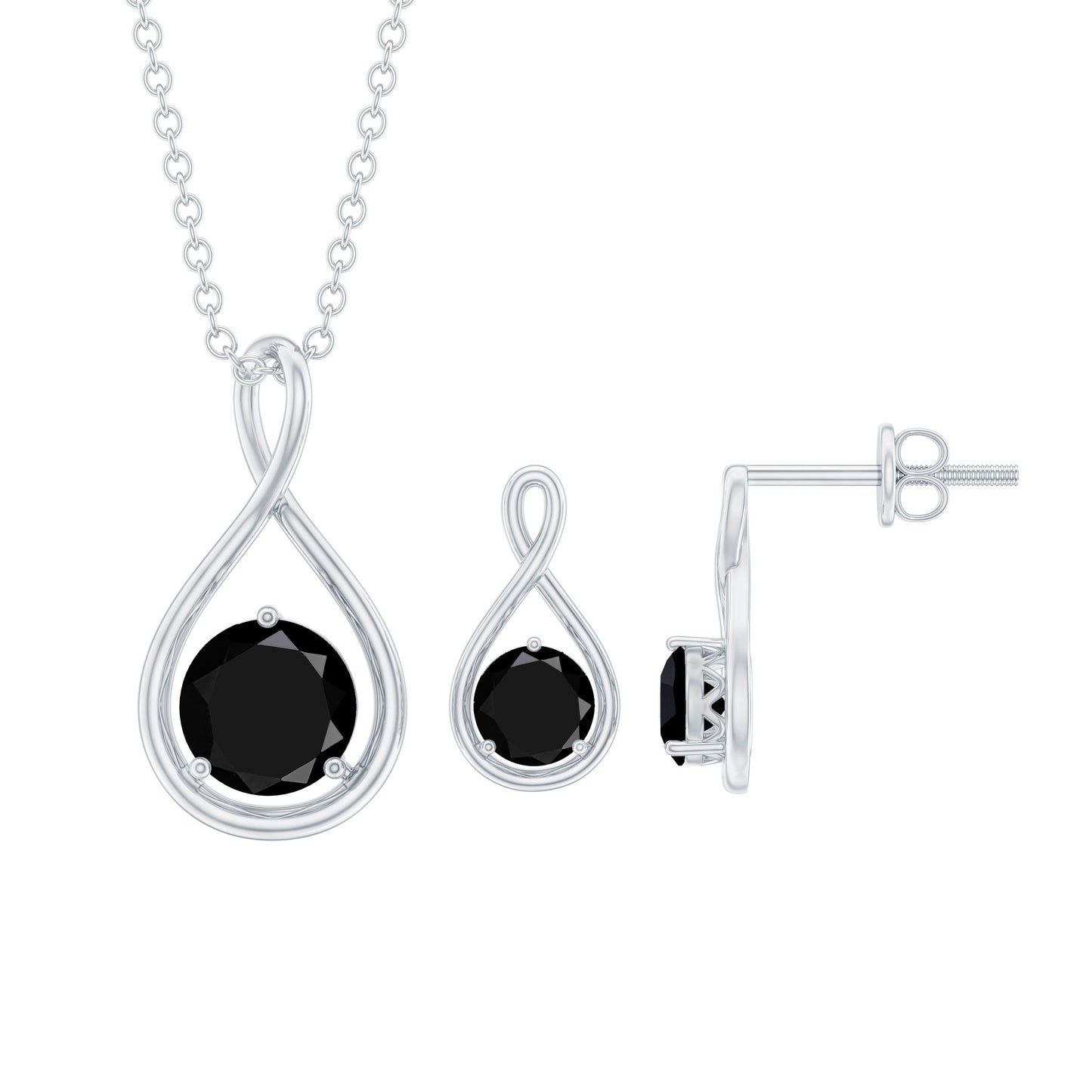 Conjunto de colgante y pendientes de espinela negra natural Infinity