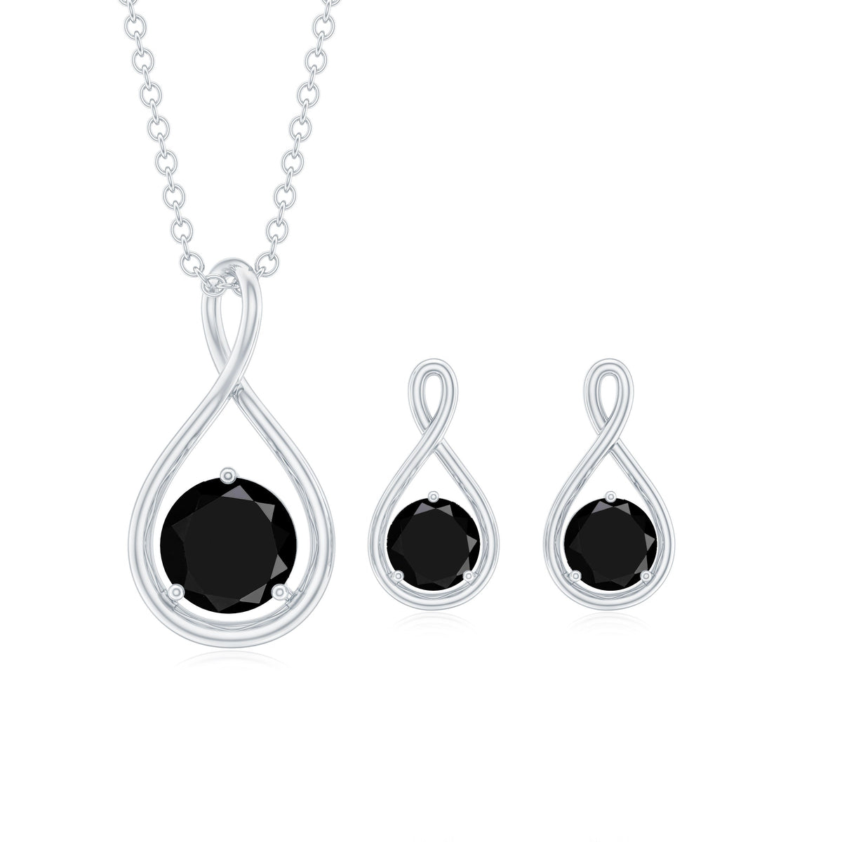 Conjunto de colgante y pendientes de espinela negra natural Infinity