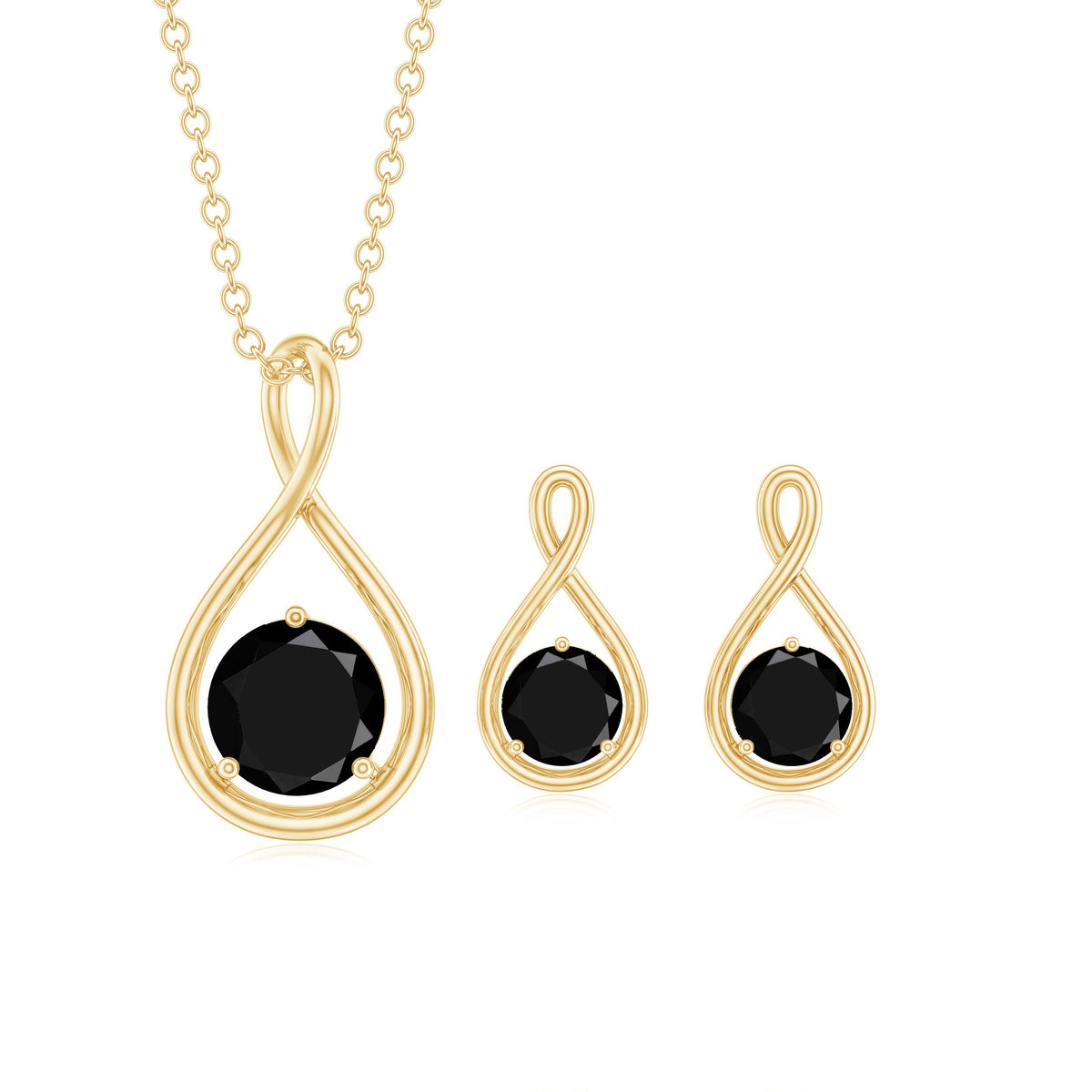 Conjunto de colgante y pendientes de espinela negra natural Infinity