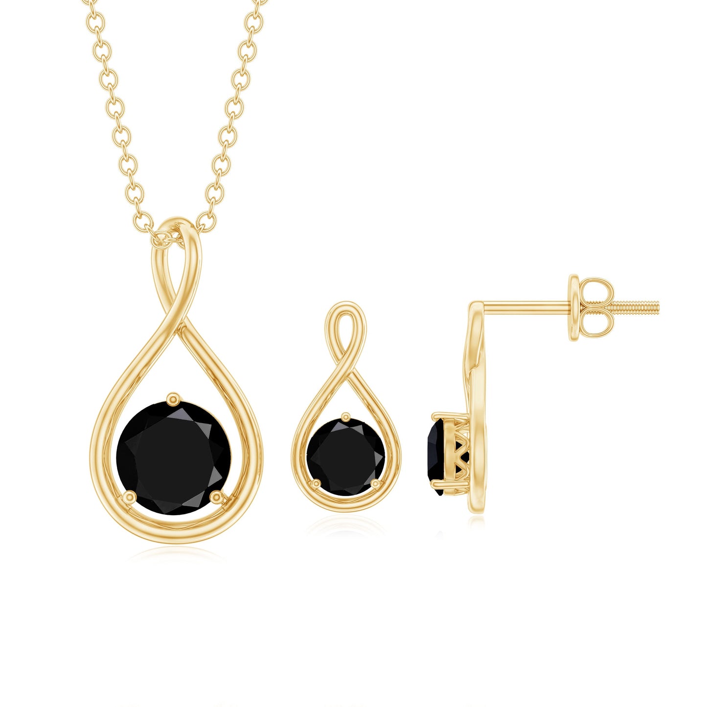 Conjunto de colgante y pendientes de espinela negra natural Infinity
