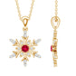 Lab Created Ruby Snowflake Pendant with Diamond Accent