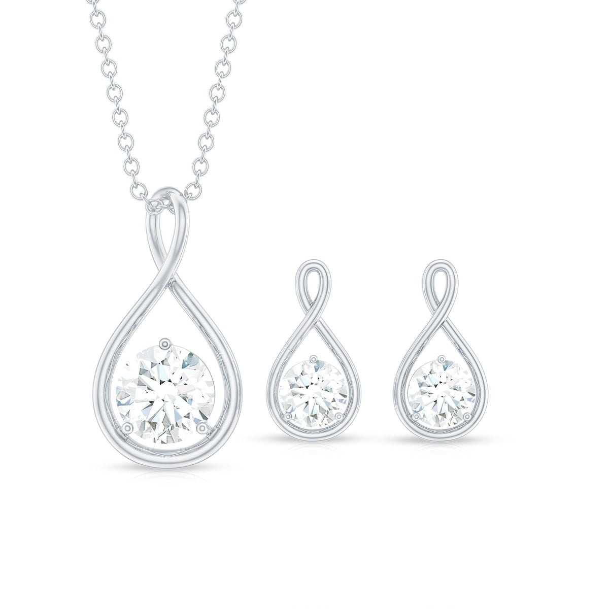 Certified Moissanite Solitaire Infinity Jewelry Set