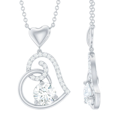 Certified Moissanite Heart Drop Pendant for Women