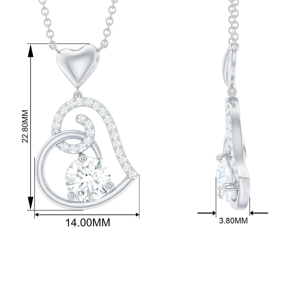 Certified Moissanite Heart Drop Pendant for Women