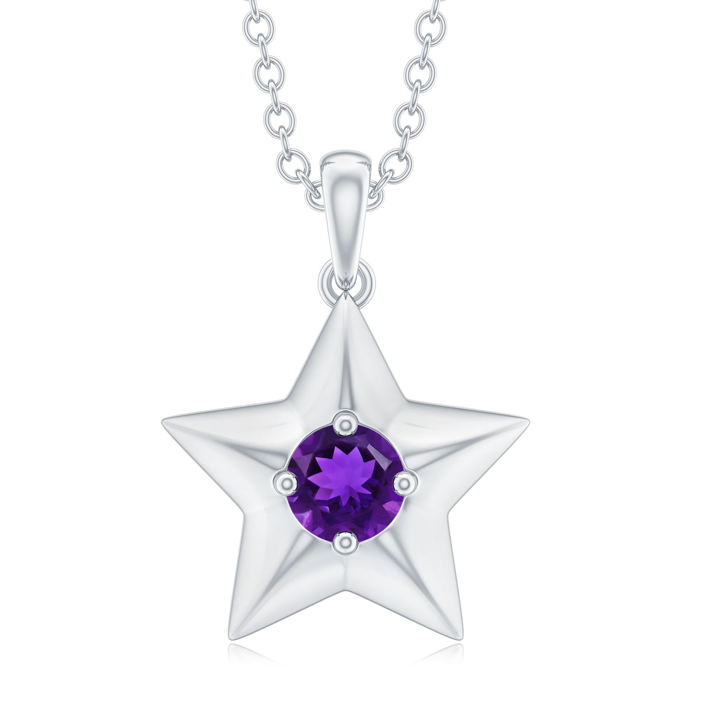 Collar de estrella de David de amatista natural con cadena