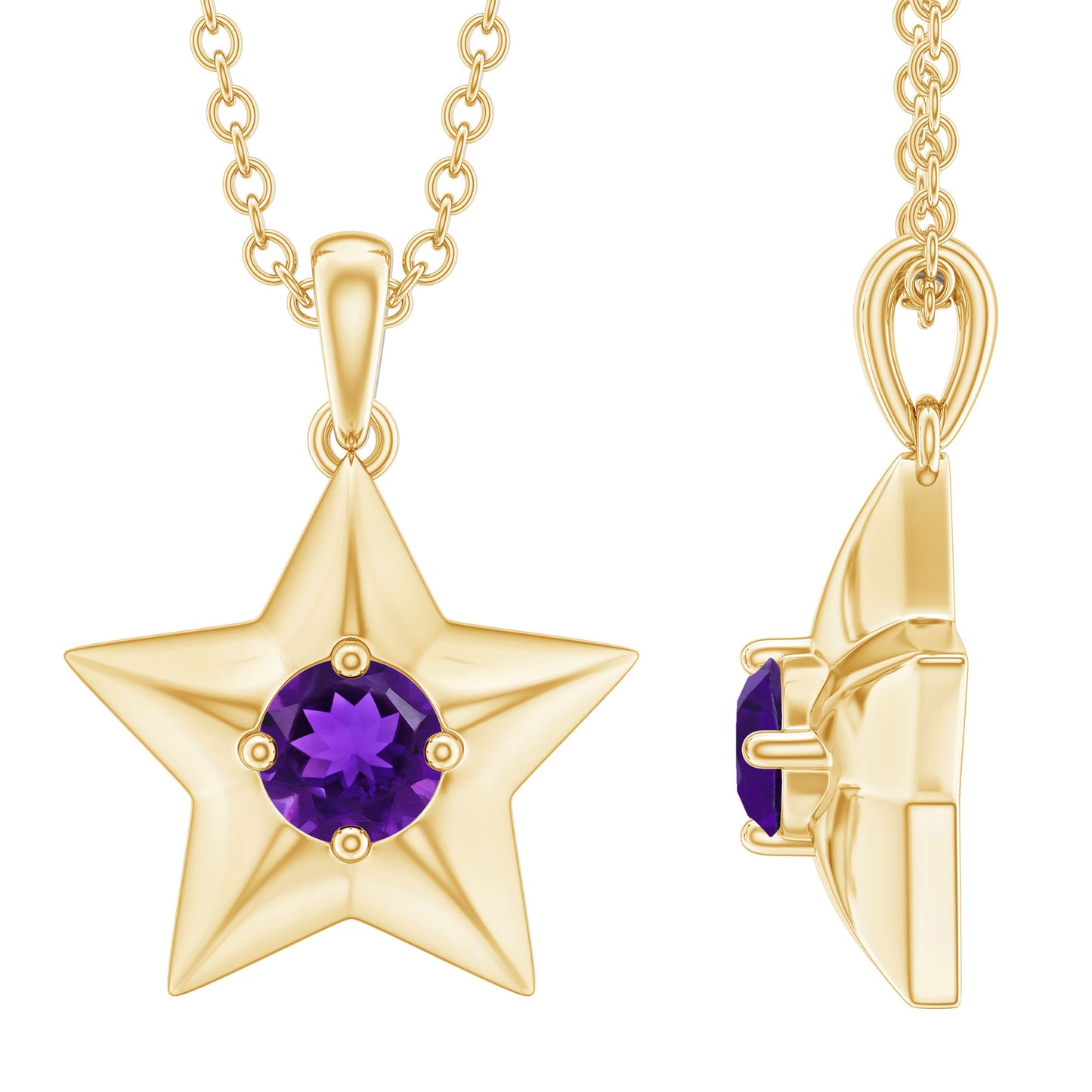 Collar de estrella de David de amatista natural con cadena