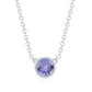 Collar solitario de tanzanita de 0,5 CT con engaste de bisel