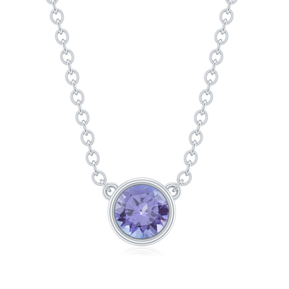Collar solitario de tanzanita de 0,5 CT con engaste de bisel