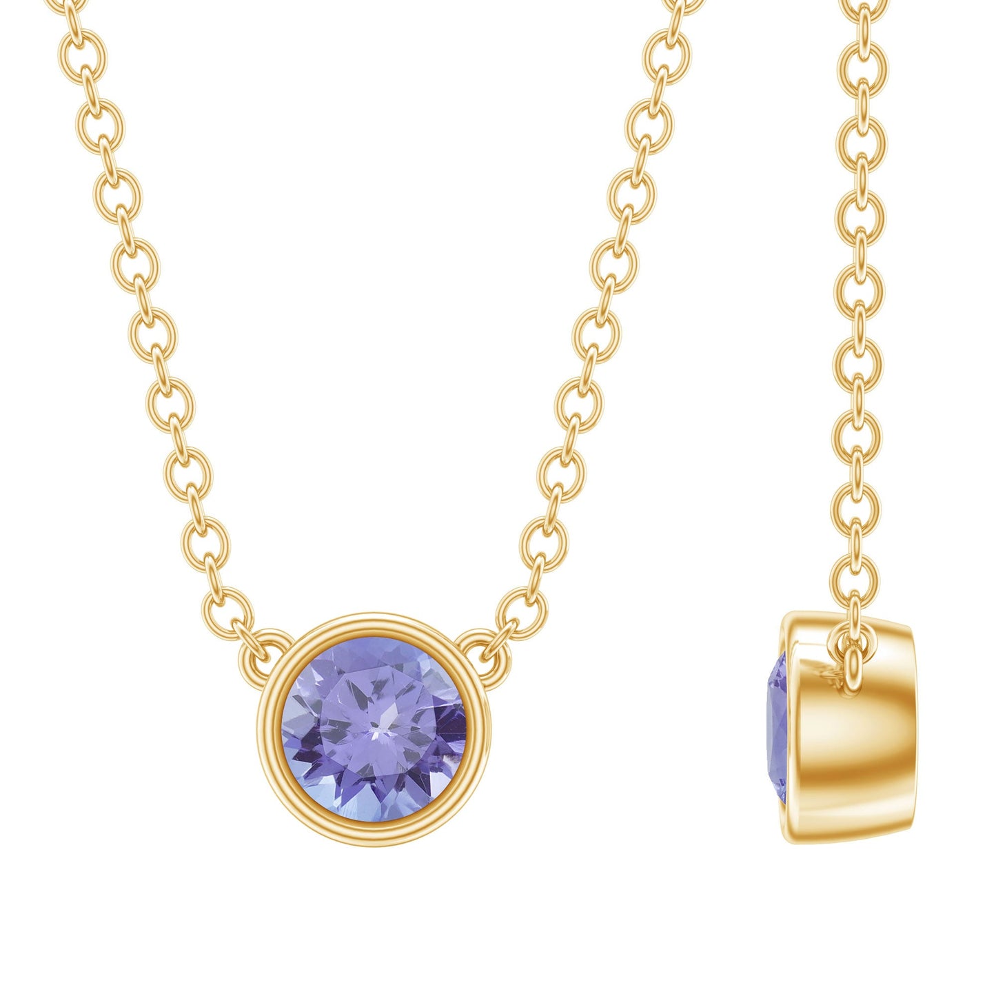 Collar solitario de tanzanita de 0,5 CT con engaste de bisel