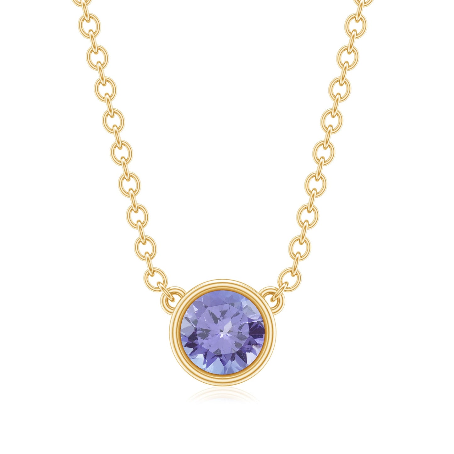 Collar solitario de tanzanita de 0,5 CT con engaste de bisel