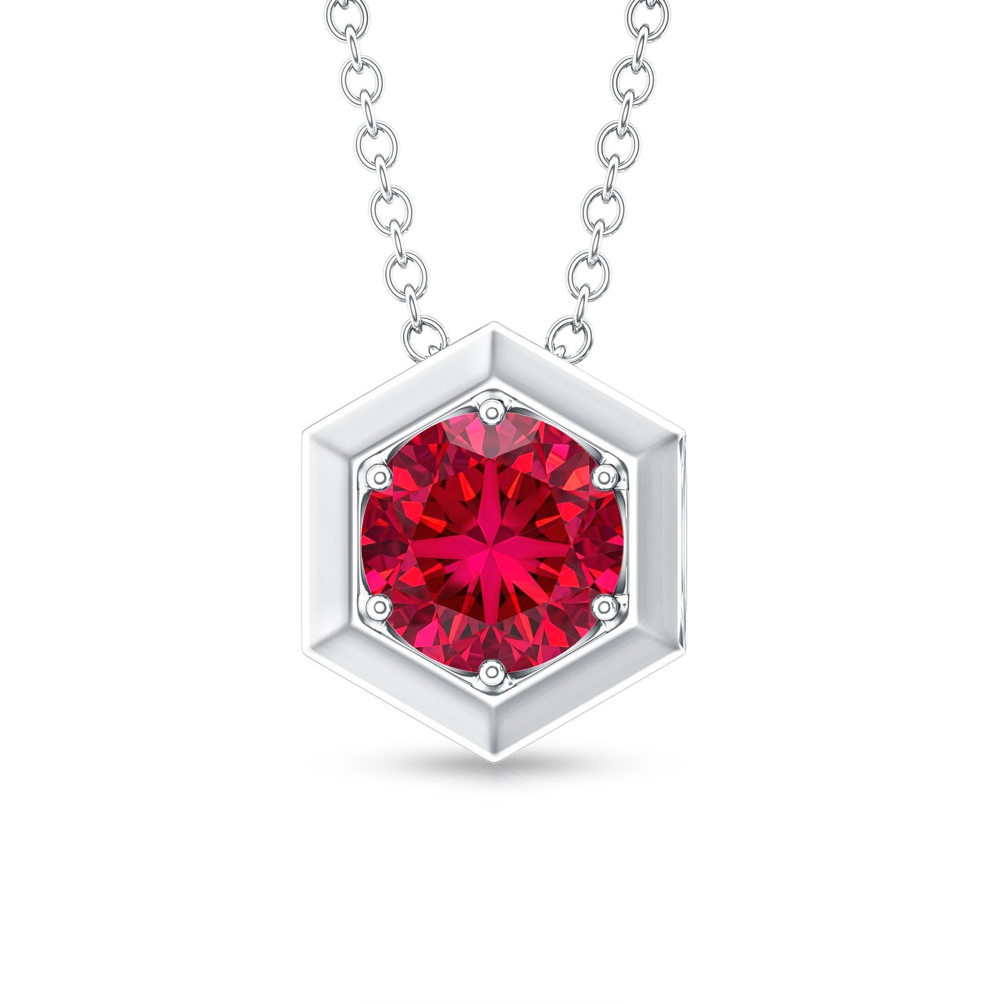1.37 Carat Lab Created Ruby Solitaire Pendant Necklace