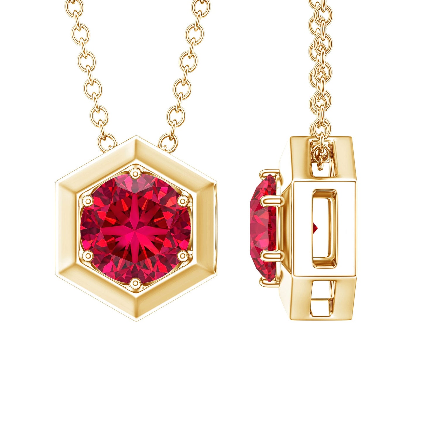 1.37 Carat Lab Created Ruby Solitaire Pendant Necklace
