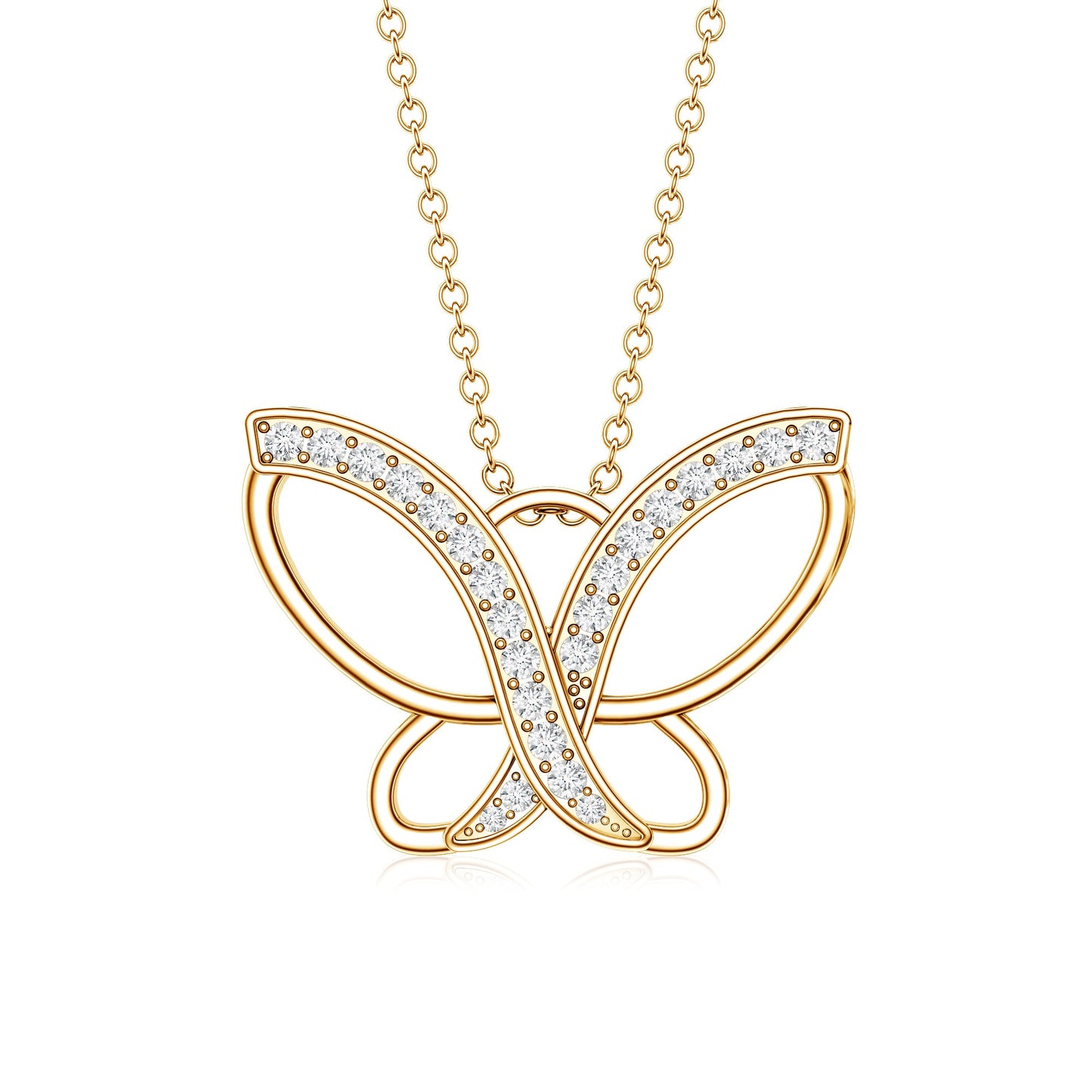 Diamond Butterfly Pendant Necklace For Women