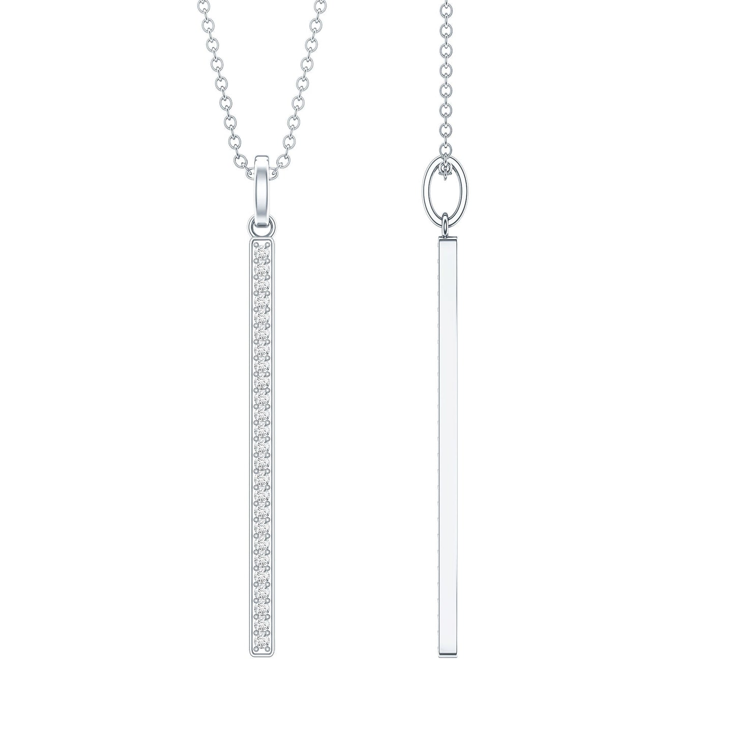 Round Cut Diamond Bar Necklace For Women