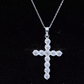Certified Round Moissanite Cross Pendant Necklace